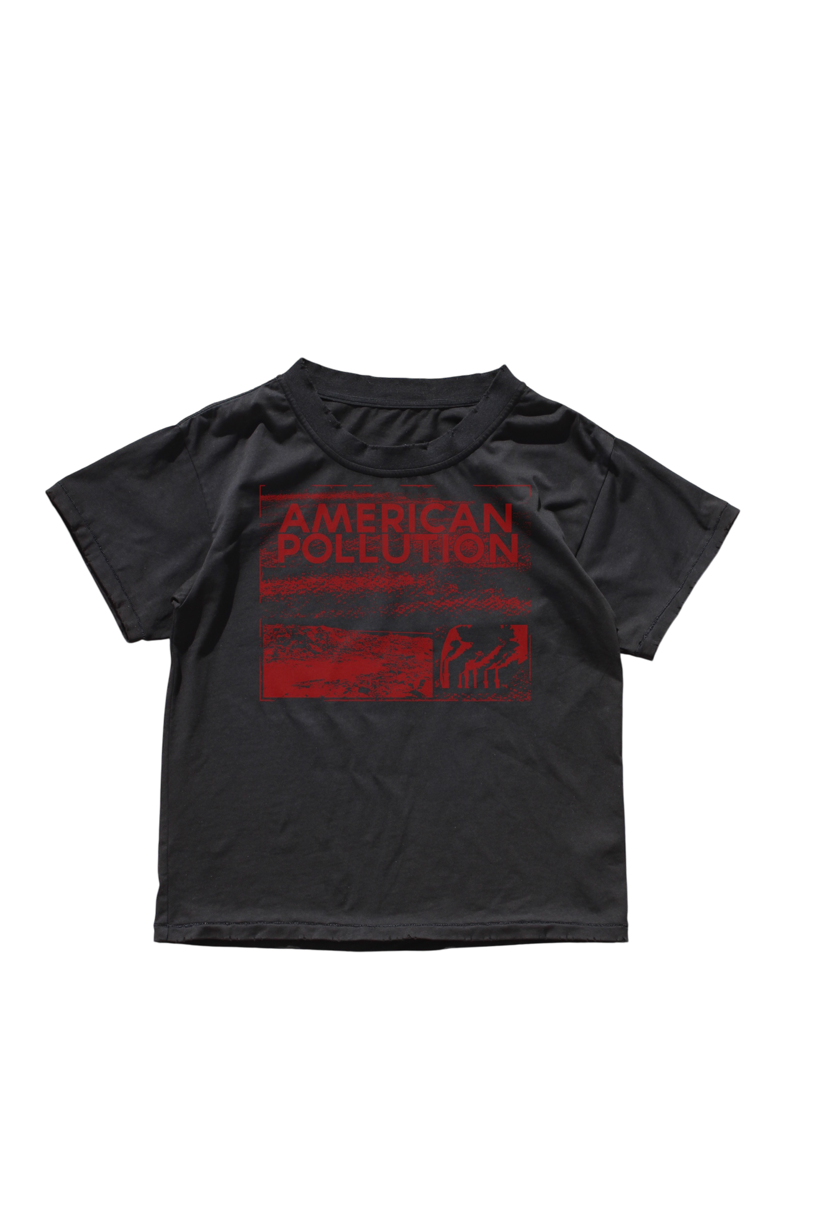 BLACK AMERICAN POLLUTION HAND PRINTED TEE