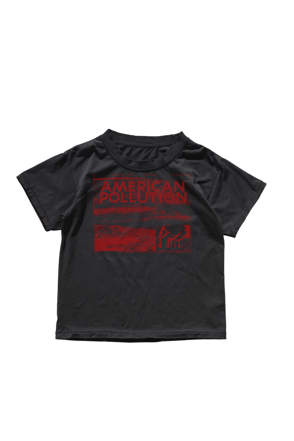 BLACK AMERICAN POLLUTION HAND PRINTED TEE