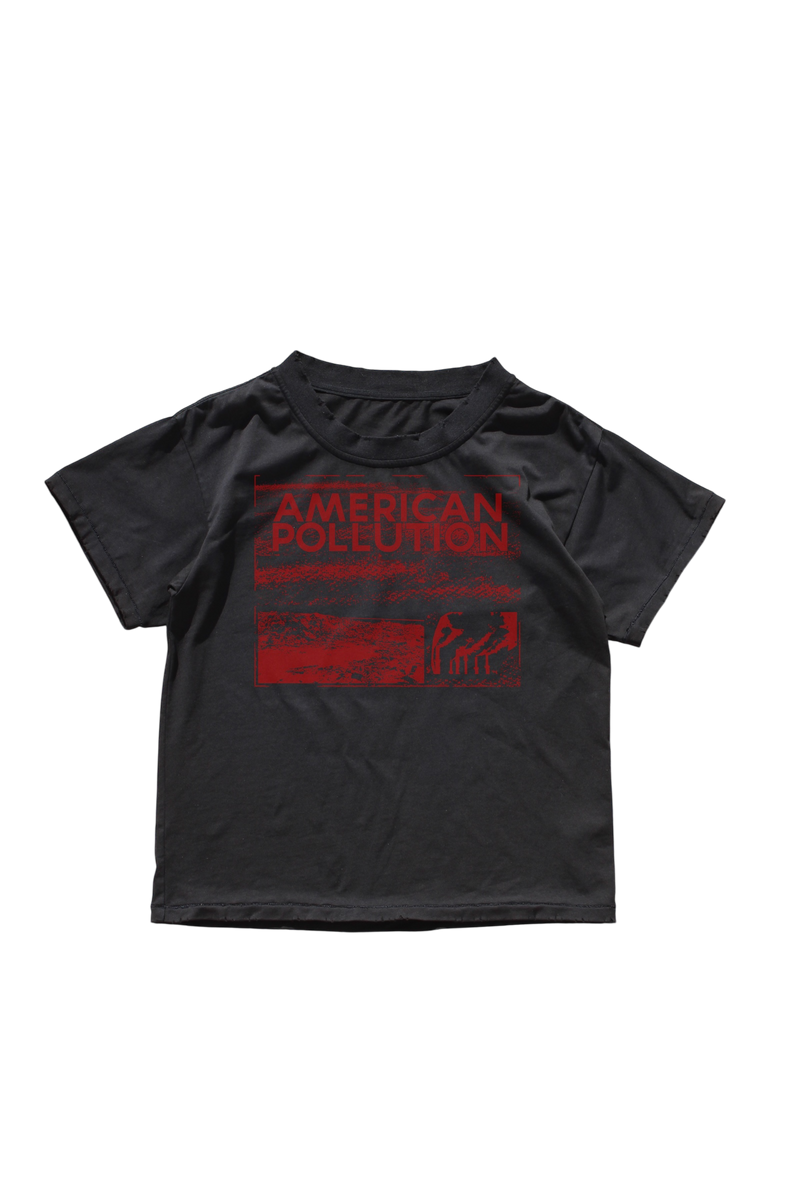 BLACK AMERICAN POLLUTION HAND PRINTED TEE