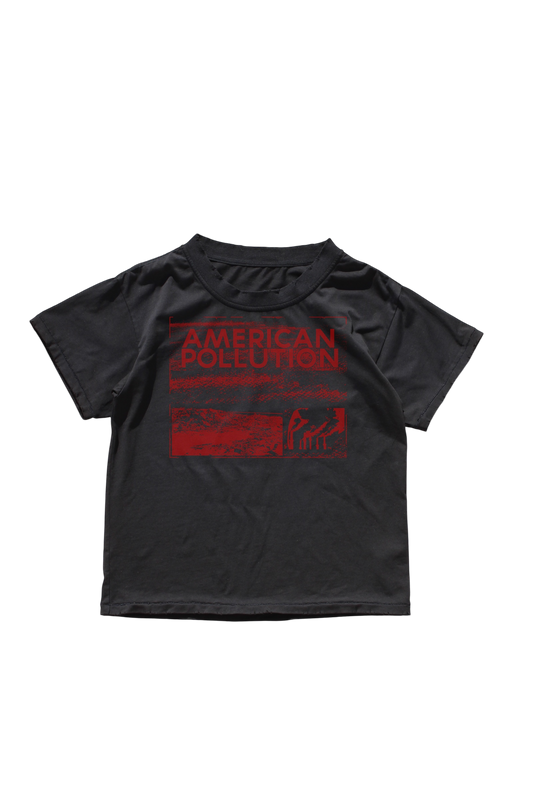 BLACK AMERICAN POLLUTION HAND PRINTED TEE