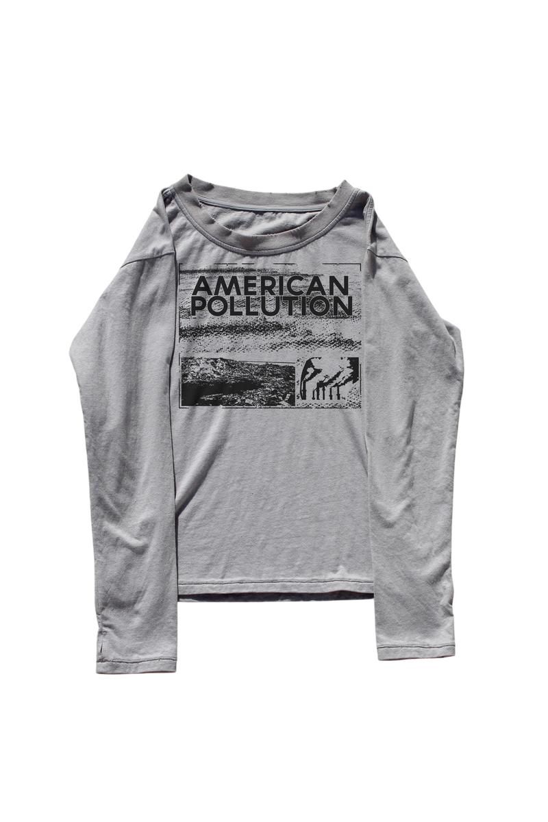 GREY AMERICAN POLLUTION HAND PRINTED LONG SLEEVE