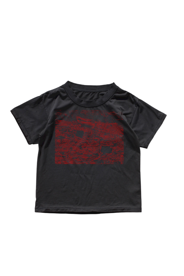 BLACK ROWBOAT HAND PRINTED TEE