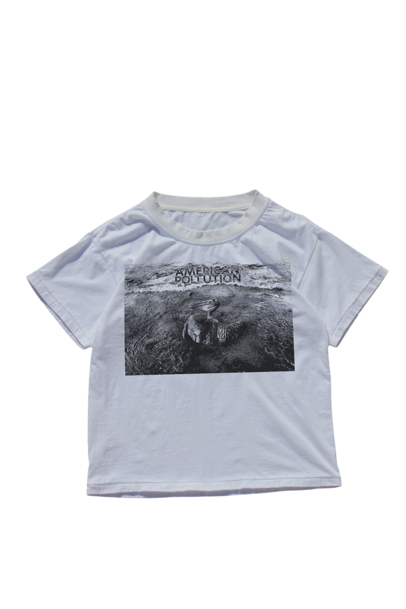 WHITE OILSPILL HAND PRINTED TEE